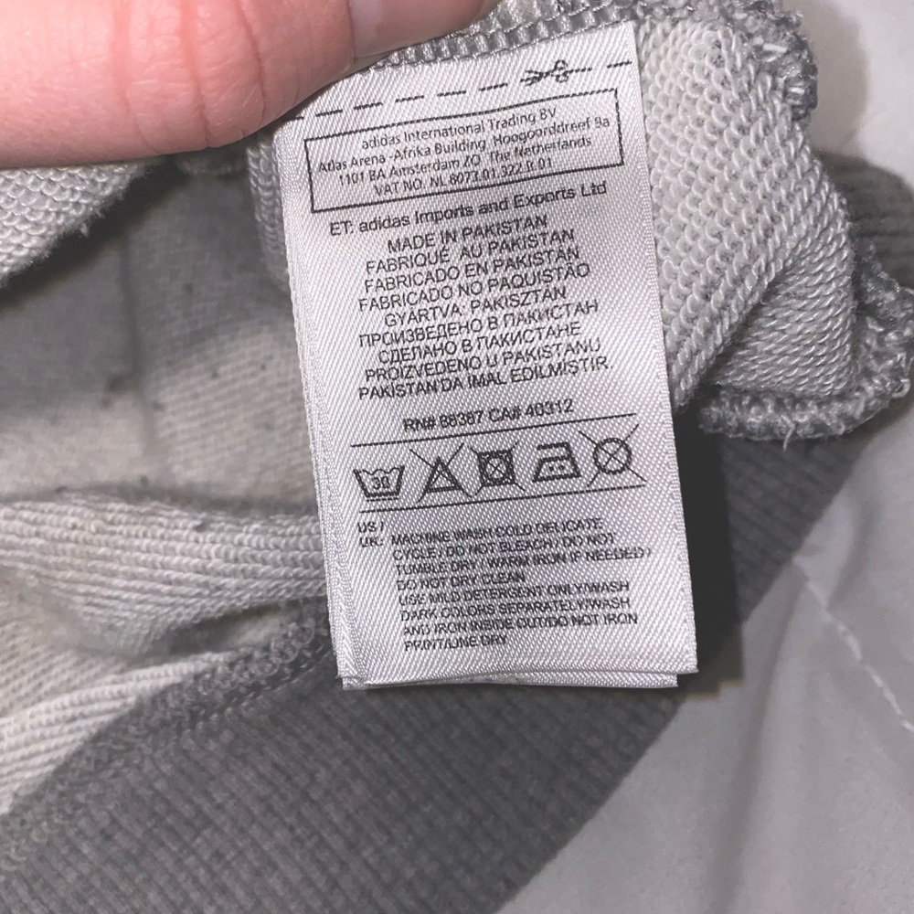 ADIDAS HEATHER GREY GRAY FLEECE PULLOVER HOODIE OVERSIZE ADICOLOR TREFOIL JACKET - Picture 6 of 8